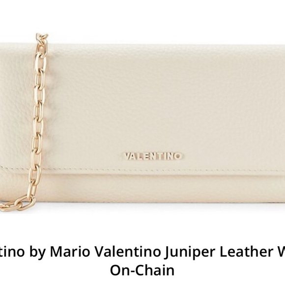 Mario Valentino NWT Leather Wallet with removable chain strap pebbled leather - Picture 4 of 8